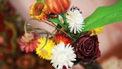 Stylish natural dried flowers in yellow