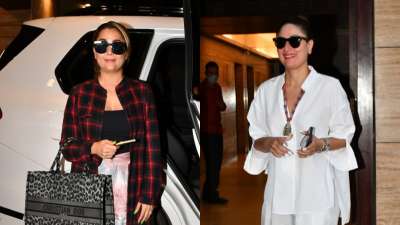 Amrita Arora and Kareena Kapoor Khan were papped at Malaika Arora's residence as they pay her a visit.