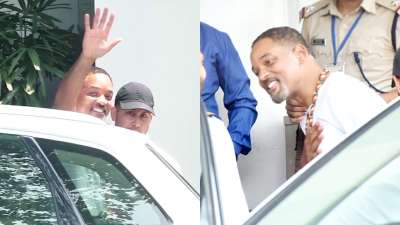 Will Smith was seen greeting people at the airport.&amp;nbsp;