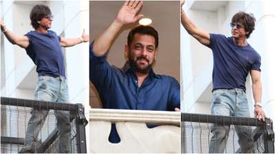 On the occasion of Eid al-Fitr, Bollywood superstars Salman Khan and Shah Rukh Khan greeted their fans outside their respective residences in Mumbai
&amp;nbsp;