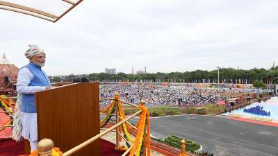 Prime Minister Narendra Modi addresses the nation from Red Fort on Independence Day. 