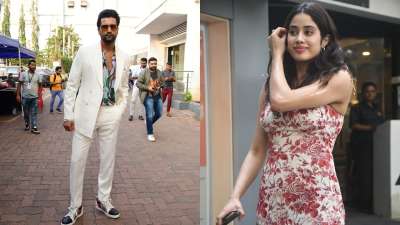 Vicky Kaushal looked absolutely dashing as he arrived for Govinda Naam Mera promotions on the sets of Jhalak Dikhhla Jaa. On the other hand, Janhvi Kapoor looked gorgeous as she was spotted outside her gym.