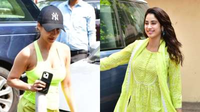 Malaika Arora and Janhvi Kapoor were spotted in the city wearing neon outfits. The Bollywood celebrities looked gorgeous to say the least.