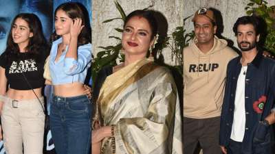 Bollywood stars came out for the screening of Janhvi Kapoor and Sunny Kaushal's Mili in Mumbai. See photos from the gathering here