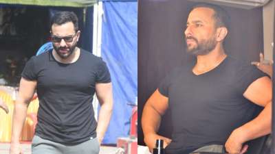 Saif Ali Khan was pictured at the Mehboob Studio in Mumbai on Wednesday. 