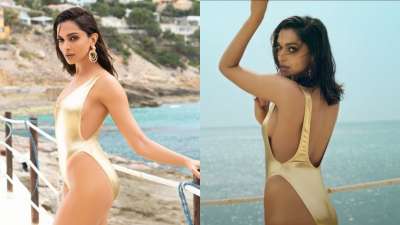 Deepika Padukone's hot and sizzling look from the song Besharam Rang is to die for. The golden monokini is making the diva dazzle like a queen.