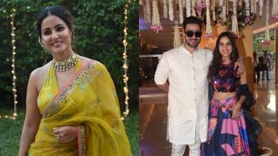 Hina Khan exuded sheer elegance as she graced the wedding of her manager. On the other hand, Ali Goni and Jasmin Bhasin looked absolutely adorable together in ethnic attires.&nbsp;