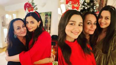 Alia Bhatt's mom Soni Razdan shared pictures with her daughters Alia and Shaheen and captioned them as &quot;It's a holly jolly Christmas. Also, a great time to get these two together at home.&quot; Her other post is with her daughter Alia Bhatt.