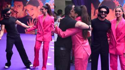 Deepika and Ranveer&rsquo;s cute chemistry was visible as they arrived for their upcoming film Cirkus' song 'Current Laga Re' launch. Ranveer hugged her lady and the two had a lot of fun on the sets. 