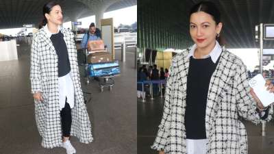 Gauahar Khan and her husband Zaid Darbar are expecting their first child together. While the actress has been keeping a low profile, it was on Wednesday morning that she was spotted making her way to the airport.