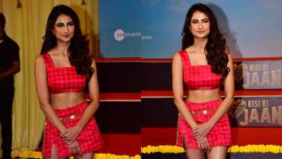 Palak Tiwari, who is set to make her Bollywood debut, dazzled on the red carpet at the Kisi Ka Bhai Kisi Ki Jaan trailer launch.