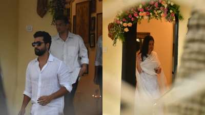 Vicky Kaushal and Katrina Kaif arrived at the Chopra house.