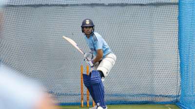 Shubman Gill is not in great touch of late. His half-century against Nepal was not amongst his fluent knocks. Here he is concentrating hard in the nets to make an impact against Pakistan.