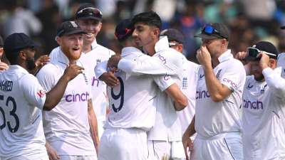 Debutant Shoaib Bashir drew first blood on the day picking up a huge wicket of Rohit Sharma who didn't look in good touch at all during his short stay in the middle. Rohit scored only 14 runs off 41 balls before getting out to the debutant.