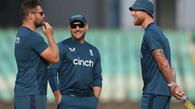 The men who matter - England captain Ben Stokes, head coach Brendon McCullum and chief selector Luke Wright discussing mostly about the combination they will go with for the Rajkot Test. The only decision England will have to make is which spinner will sit out if they are opting for second seamer.