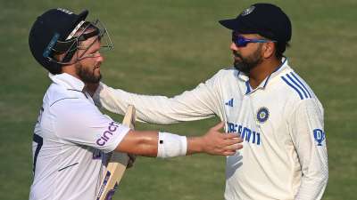 Rohit Sharma congratulated Ben Duckett for playing a brilliant hand on the second day in Rajkot Test. Thanks to Duckett's 133-run knock (unbeaten), England responded strongly ending the day at 207/2 after only 35 overs. Duckett will be keen on going big on the third morning as the visitors will look to get close to India's total in the first innings.