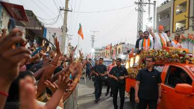 Prime Minister Narendra Modi held a massive roadshow in the Medchal Malkajgiri district of Telangana.