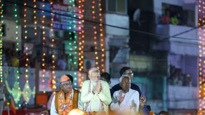 Prime Minister Narendra Modi held a spectacular roadshow in Patna, captivating the city with his charisma amid election fervour
