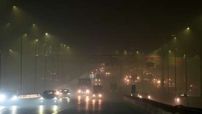 Delhi witnessed cold, breezy winds across the city, accompanied by a layer of smog that lowered visibility.