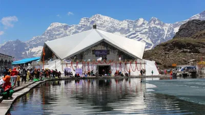 Sri Hemkund Sahib, located at 4,329 m on the banks of Hemkund Lake, is a revered Sikh shrine, known for its scenic beauty, historical significance, and popular trekking routes.