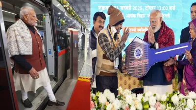 PM Modi undertaks a ride in the Namo Bharat Train from Sahibabad RRTS Station to New Ashok Nagar RRTS Station. PM on Friday inaugurates 1,675 newly constructed flats for the Economically Weaker Section.