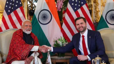 Prime Minister Narendra Modi welcomed US Vice President JD Vance, his Indian-origin wife Usha, and their two little children, Ewan and Vivek, on the sidelines of the AI Action Summit in Paris.