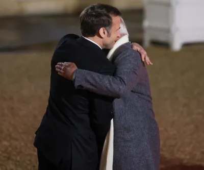 Prime Minister Narendra Modi was welcomed with a hug by French President Emmanuel Macron at a welcome dinner ahead of co-chairing the AI Summit in Paris.