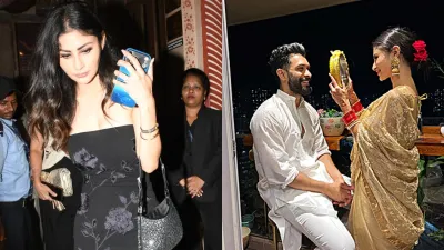 Mouni Roy was clicked in Mumbai on Wednesday night as fans' curiosity around her marriage to Suraj Nambiar mounts. Mouni Roy was clicked in Mumbai on Wednesday night as fans' curiosity around her marriage to Suraj Nambiar mounts.