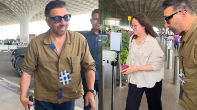 Sunny Deol made a rare appearance with his wife, Pooja Deol, at the airport on Tuesday, May 26, 2026. Sunny Deol made a rare appearance with his wife, Pooja Deol, at the airport on Tuesday, May 26, 2026.
