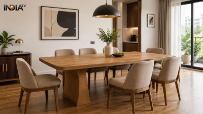 1. Warm oak table with sculptural pedestal legs: A warm oak dining table can instantly make a room feel polished without looking overly formal. Its softly rounded edges and sculptural pedestal legs add a designer touch. Pair it with neutral upholstered chairs for an elegant, easy-going dining space. 1. Warm oak table with sculptural pedestal legs: A warm oak dining table can instantly make a room feel polished without looking overly formal. Its softly rounded edges and sculptural pedestal legs add a designer touch. Pair it with neutral upholstered chairs for an elegant, easy-going dining space.