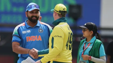 Rohit Sharma (L) and Steve Smith (R) during toss