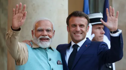 Prime Minister Narendra Modi with French President Emmanuel