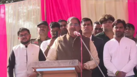 JJP national president Ajay Chautala at a rally.
