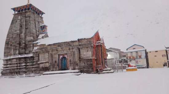 India Tv - Snow blanket covered Kedarnath Dham. 
 