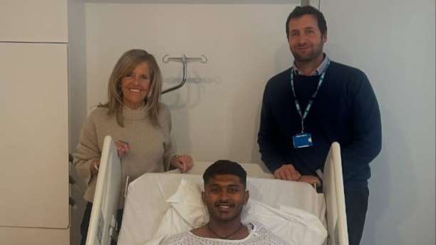 Sai Sudharsan after surgery in London.