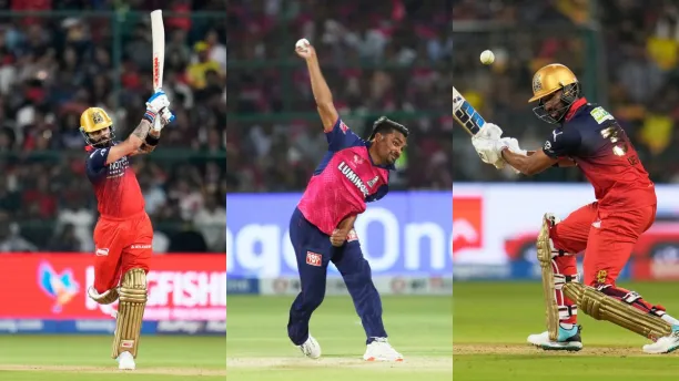 Virat Kohli, Sandeep Sharma, and Devdutt Padikkal