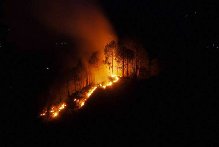18 huts were gutted in a fire