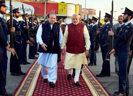 Narendra Modi with Nawaz Sharif