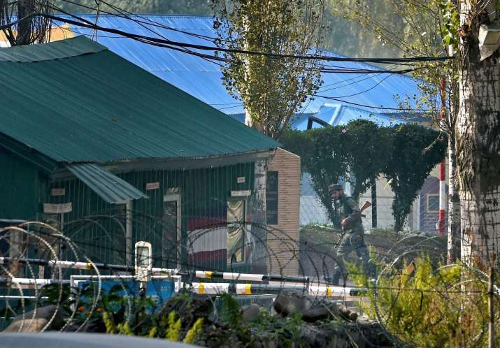 Army personnel in action inside Uri Army Brigade camp