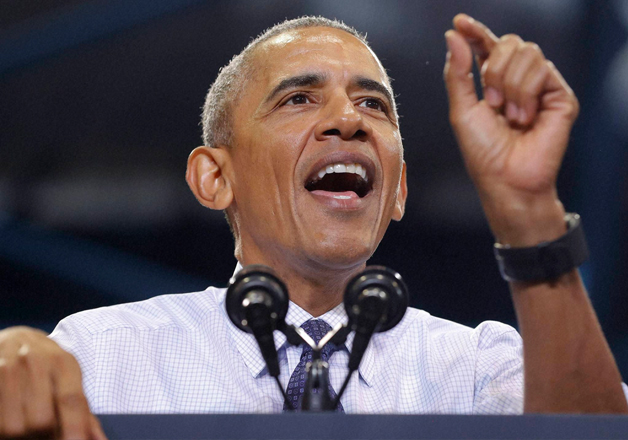 US President addressing a rally in Miami