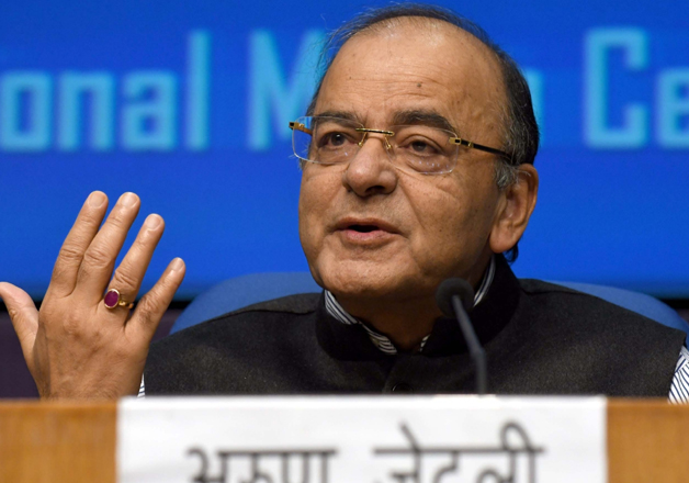 File pic - Finance Minister Arun Jaitley speaks to media in