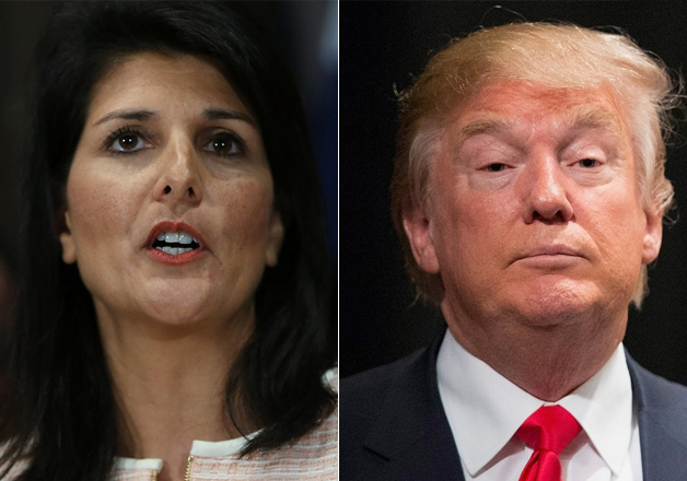 File pic of Nikki Haley and Donald Trump