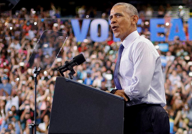 File pic - US President Barack Obama addressing a rally