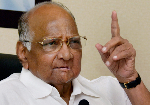 NCP president Sharad Pawar speaks to media