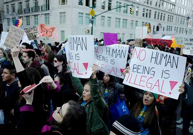 File pic - Thousands protest against Trump's immigration