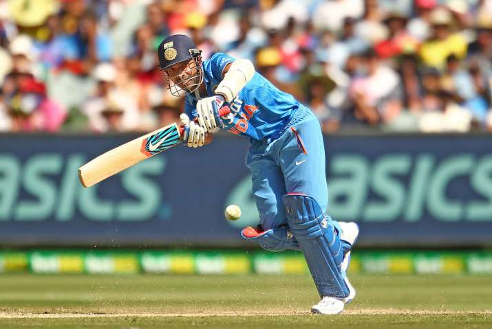 Ajinkya Rahane of India bats in action during the match