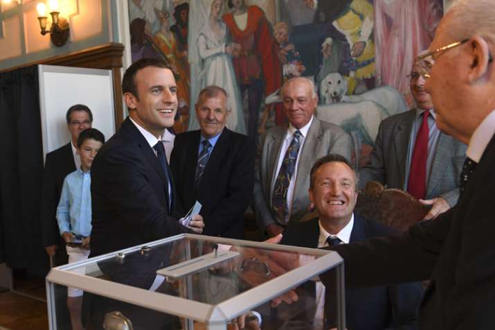 Macron after casting his ballot in French parliamentary
