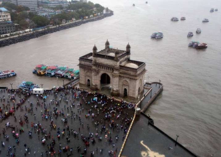 Ariel view of Gateway of India as monsoon start South