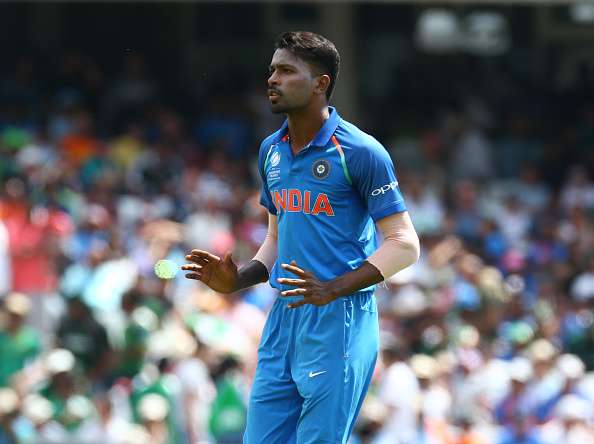 Hardik Pandya of India during the match