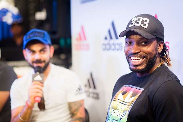 Chris Gayle at inaugural ceremony of a new store in